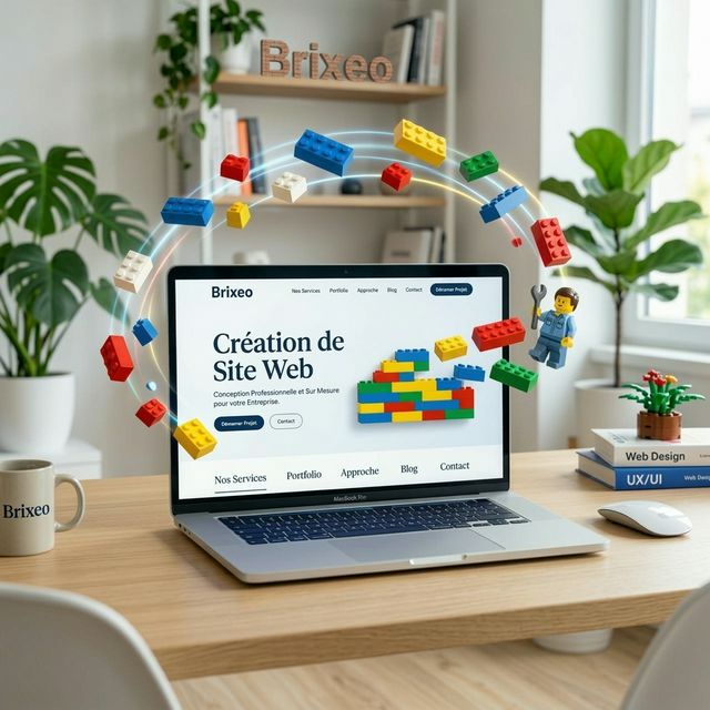 Apeçu de site web brixeo avec briques de construction